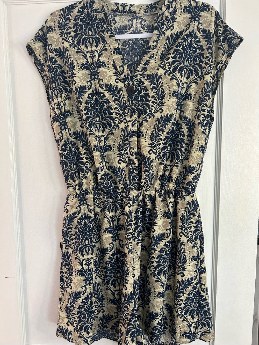 SHEIN Navy and Cream Floral Damask Romper